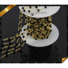 High Quality Black Glass Beads Chain Necklace, Rosary Gold Chain (JD011)